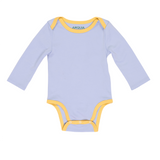 Long Sleeve Onesie in Chambray Blue with Yellow