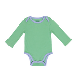 Long Sleeve Onesie in Grass Green with Blue