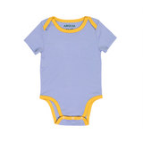 Short Sleeve Onesie in Chambray Blue with Yellow