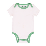 Short Sleeve Onesie in White with Grass Green