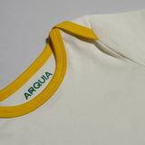 Short Sleeve Onesie in White with Misted Yellow