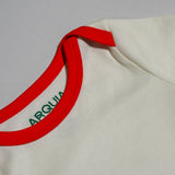 Short Sleeve Onesie in White with Engine Red