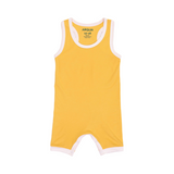 Cotton Romper in Misted Yellow with White