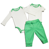 Baby Essentials Bundle in White with Grass Green