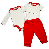 Baby Essentials Bundle in White with Engine Red